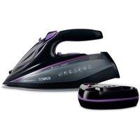 Tower Steam Iron, Cordless, 350ml Water Tank, 3100W, Lilac & Black, T22036LIL in Black | Size: A