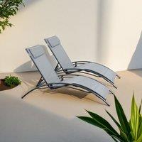 Outdoor Living Pair of Bali Sun Loungers - Grey