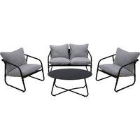 Alivio 4 Piece Outdoor Patio Furniture Set with Cushions & Coffee Table in Grey | Size: 110 cm x 35 cm