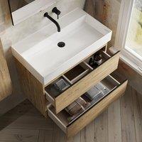 Banyetti Vatilla 800mm Wall Hung Vanity with Veneto No Tap Hole Basin - Ostippo Oak in Light Oak