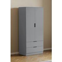 HD Designs Trega 2 Door 2 Drawer Wardrobe Clothes Hanging Rail MDF in Grey