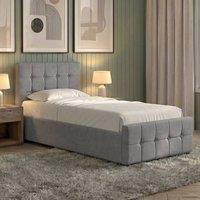 Home Discount Vida Designs Valentina 'Single Ottoman Bed Frame' Storage Linen Fabric in Light Grey | Size: Single