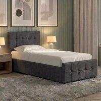 Home Discount Vida Designs Valentina 'Single Ottoman Bed Frame' Storage Linen Fabric in Dark Grey | Size: Single