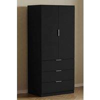 Home Discount Vida Designs Trega 2 Door 3 Drawer Wardrobe Cupboard Bedroom Furniture in Black