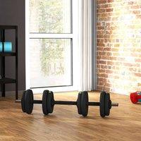 SPORTNOW 15KGS 2-in-1Adjustable Barbell & Dumbbells Set, Black & Green | Size: 15kg