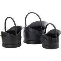 Leecroft Cromwell Bucket Black Set of 3