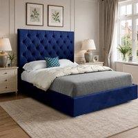 Casani Cottesmore Upholstered Blue Soft Velvet Designer Bed Frame | Size: Small Single