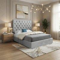 Casani Cottesmore Upholstered Grey Soft Velvet Designer Bed Frame | Size: Small Single