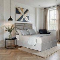 Casani Elveden Upholstered Soft Velvet Grey Metal Designer Bed Frame | Size: Single