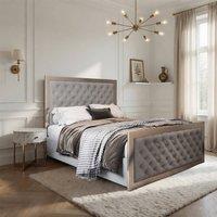 Casani Lapworth Upholstered Soft Velvet Grey Metal Designer Bed Frame | Size: Single