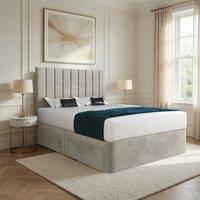 Casani Leyburn Upholstered Beige Soft Velvet Designer Bed Frame in Cream | Size: Double