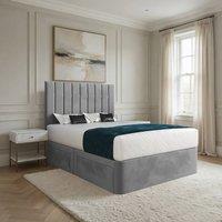 Casani Leyburn Upholstered Grey Soft Velvet Designer Bed Frame | Size: Double