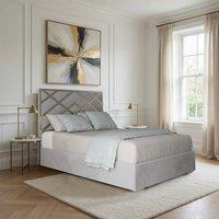 Casani Mallerstang Upholstered Soft Velvet Grey Metal Designer Bed Frame | Size: King