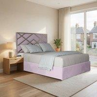 Casani Mallerstang Upholstered Soft Velvet Pink Metal Designer Bed Frame | Size: Small Double