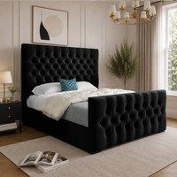 Casani Porthcawl Upholstered Black Soft Velvet Designer Bed Frame | Size: King