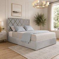 Casani Sturry Upholstered Soft Velvet Grey Metal Designer Bed Frame | Size: Double