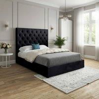 Casani Crantock Upholstered Black Soft Velvet Designer Bed Frame | Size: Super King