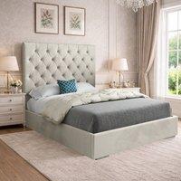 Casani Crantock Upholstered Beige Soft Velvet Designer Bed Frame in Cream | Size: Super King