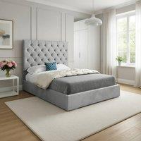 Casani Crantock Upholstered Grey Soft Velvet Designer Bed Frame | Size: Super King