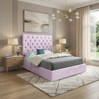 Casani Crantock Upholstered Pink Soft Velvet Designer Bed Frame | Size: Small Single
