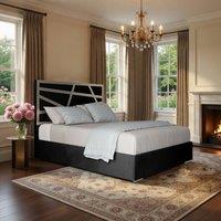 Casani Embleton Upholstered Soft Velvet Black Metal Designer Bed Frame | Size: Super King