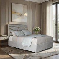 Casani Embleton Upholstered Soft Velvet Grey Metal Designer Bed Frame | Size: Double