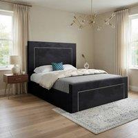 Casani Kensworth Upholstered Black Soft Velvet Designer Bed Frame | Size: Super King