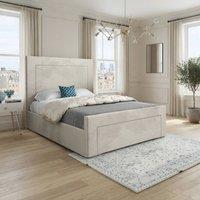 Casani Kensworth Upholstered Beige Soft Velvet Designer Bed Frame in Cream | Size: Super King