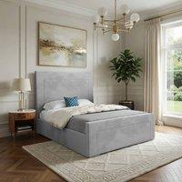 Casani Kensworth Upholstered Grey Soft Velvet Designer Bed Frame | Size: Small Double