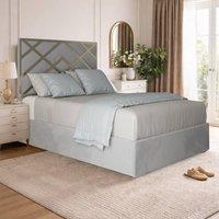 Casani Malton Upholstered Soft Velvet Grey Metal Designer Bed Frame | Size: Single