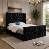 Casani Portmeirion Upholstered Black Soft Velvet Designer Bed Frame | Size: King