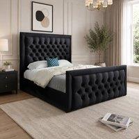 Casani Sidford Upholstered Black Soft Velvet Designer Bed Frame | Size: Small Double