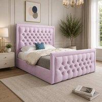 Casani Sidford Upholstered Pink Soft Velvet Designer Bed Frame | Size: Super King