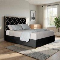 Casani Sudborough Upholstered Soft Velvet Black Metal Designer Bed Frame | Size: King