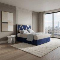 Casani Cliddesden Upholstered Soft Velvet Blue Metal Designer Bed Frame | Size: King
