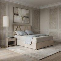 Casani Cliddesden Upholstered Soft Velvet Beige Metal Designer Bed Frame in Cream | Size: King