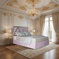 Casani Cliddesden Upholstered Soft Velvet Pink Metal Designer Bed Frame | Size: Single