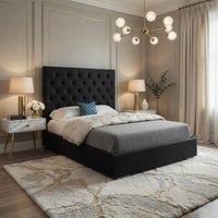 Casani Craster Upholstered Black Soft Velvet Designer Bed Frame | Size: Single