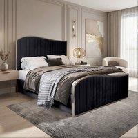 Casani Gainsborough Upholstered Soft Velvet Black Metal Designer Bed Frame | Size: Super King