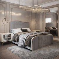 Casani Gainsborough Upholstered Soft Velvet Grey Metal Designer Bed Frame | Size: Single