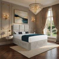 Casani Wolfforth Floorstanding Headboard With Divan Beige Designer Bed Frame in Cream | Size: Small Double