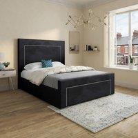 Casani Kettleshulme Upholstered Black Soft Velvet Designer Bed Frame | Size: Double