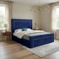Casani Kettleshulme Upholstered Blue Soft Velvet Designer Bed Frame | Size: Small Single