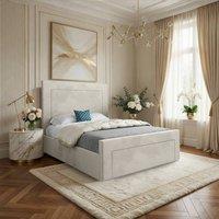 Casani Kettleshulme Upholstered Beige Soft Velvet Designer Bed Frame in Cream | Size: Super King