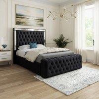 Casani Ludgershall Mirror Upholstered Black Soft Velvet Designer Bed Frame | Size: Super King