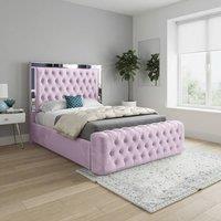 Casani Ludgershall Mirror Upholstered Pink Soft Velvet Designer Bed Frame | Size: Super King