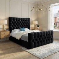 Casani Poulton Upholstered Black Soft Velvet Designer Bed Frame | Size: Double