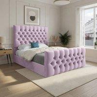 Casani Poulton Upholstered Pink Soft Velvet Designer Bed Frame | Size: Single