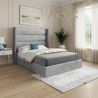 Casani Ranskill Straight Winged Grey Soft Velvet Designer Bed Frame | Size: Super King