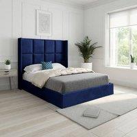 Casani Robertsbridge Straight Winged Blue Soft Velvet Designer Bed Frame | Size: Super King